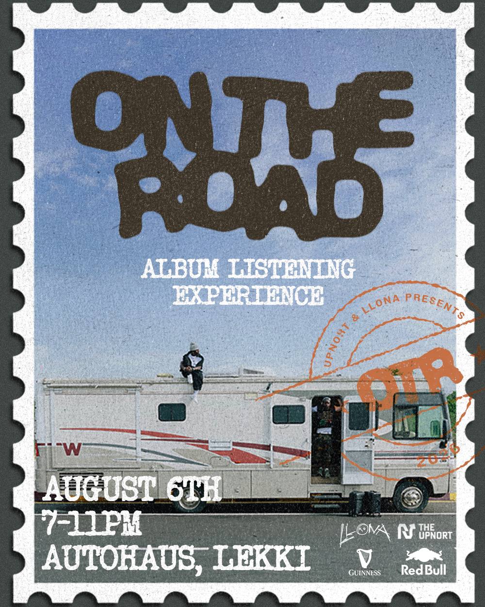 LLONA On The Road album listening experience flier — August 6th, 7–11PM, Lagos