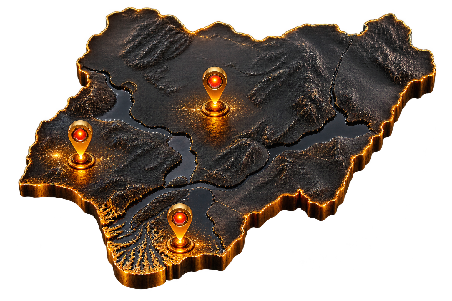 Nigeria map with the On The Road pop-up cities marked